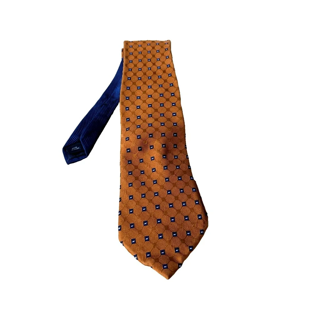 Tommy‎ Hilfiger Neck Tie Micro Pattern in Orange / Navy Blue